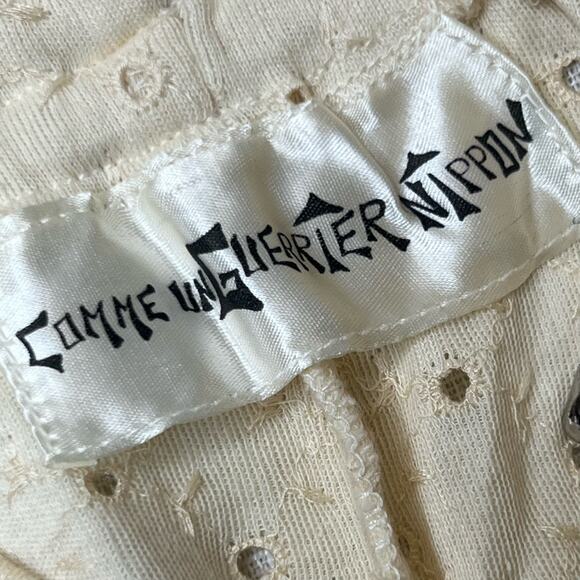 Vintage 80s Yellow Eyelet Pants Leggings High Waist Size Small Cottage Fairy - Picture 7 of 8